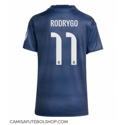 Camisa de time de futebol Real Madrid Rodrygo Goes #11 Replicas 2º Equipamento Feminina 2025-26 Manga Curta Camisa de time de futebol Real Madrid Rodrygo Goes #11 Replicas 2º Equipamento Feminina 2025-26 Manga Curta